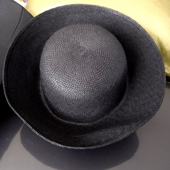 Black Flip Brim Summer Hat Woven Polypropylene IC 21 Inches - Picture 2 of 16